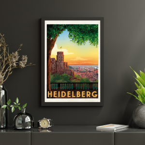 Plakat Heimat Heidelberg Retro Vintage Schloss Grafik